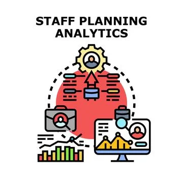 Staff planning analytics improving business performance Stock Illustration