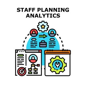 Staff planning analytics improving business performance concept Stock Illustration