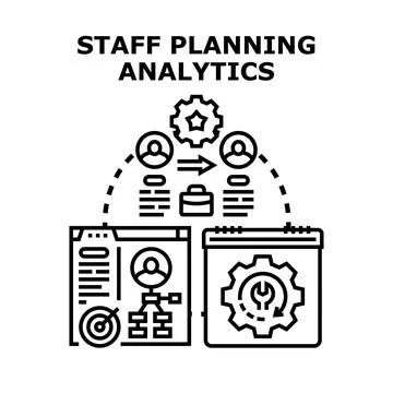 Staff planning analytics improving business performance concept Stock Illustration