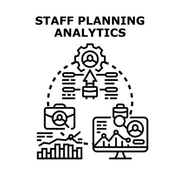 Staff planning analytics improving business performance Stock Illustration
