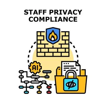 Staff privacy compliance implementing data protection protocols Stock Illustration