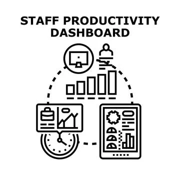 Staff productivity dashboard analyzing business performance data Stock Illustration