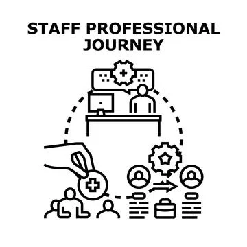 Staff professional journey professional development path Stock Illustration