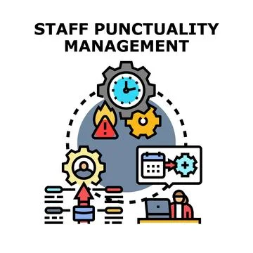 Staff punctuality management system vector illustration Stock Illustration