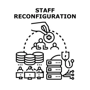 Staff reconfiguration optimizing business processes and team development Stock Illustration