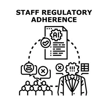 Staff regulatory adherence concept visualizing business compliance process Stock Illustration