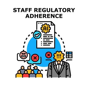 Staff regulatory adherence concept visualizing business compliance process Stock Illustration