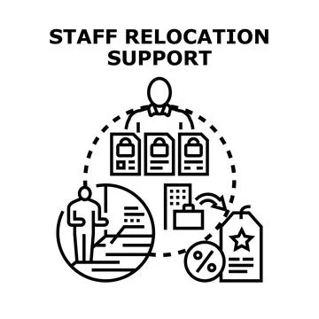 Staff relocation support concept providing moving assistance Stock Illustration