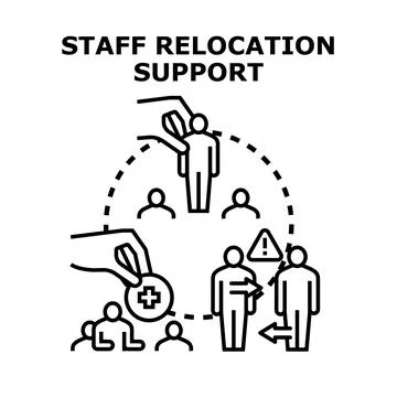 Staff relocation support offering employee moving assistance Illustrazione stock