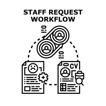 Staff request workflow process and human resources management Stock Illustration