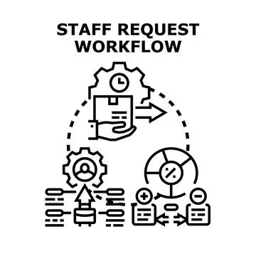 Staff request workflow process managing approval system Stock Illustration