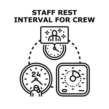 Staff rest interval and crew working time management Stock Illustration