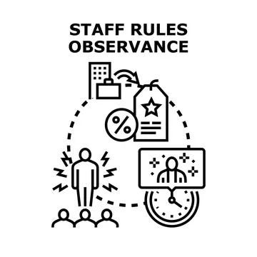 Staff rules observance ensuring good business conduct Stock Illustration