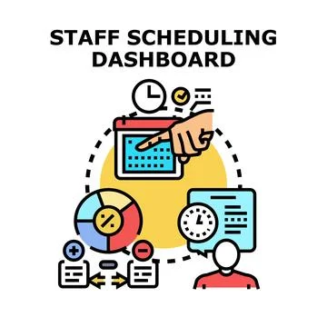 Staff scheduling dashboard managing teamwork project Stock Illustration