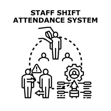 Staff shift attendance system concept managing employees Stock Illustration