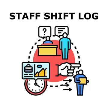 Staff shift log processing employee workday schedule Stock Illustration