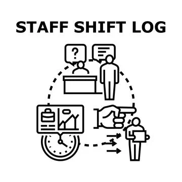 Staff shift log processing employee workday schedule Stock Illustration