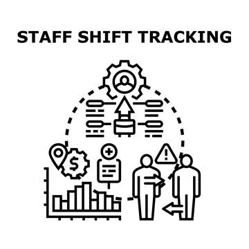 Staff shift tracking concept visualizing human resource management Stock Illustration