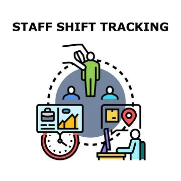Staff shift tracking system planning work schedule Stock Illustration