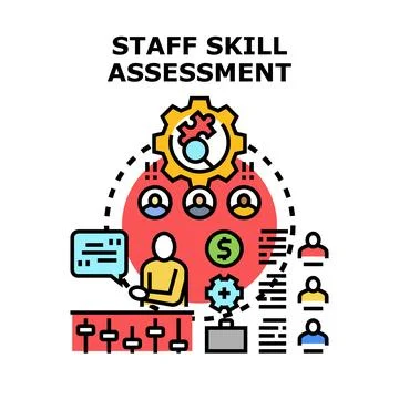 Staff skill assessment process evaluating employee development Stock Illustration