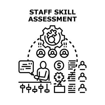 Staff skill assessment process evaluating employee development Stock Illustration