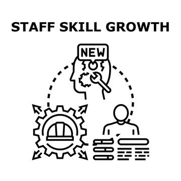 Staff skill growth developing professional improvement process 库存插图