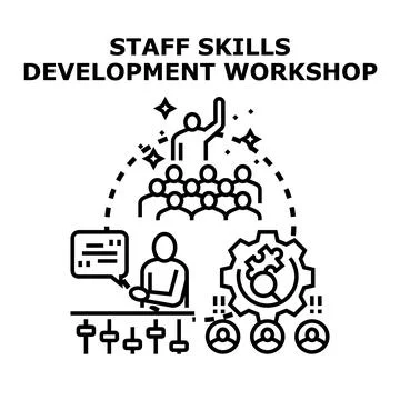 Staff skills development workshop learning and training Stock Illustration