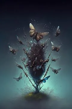 Staff of swarming insects Stock Illustration