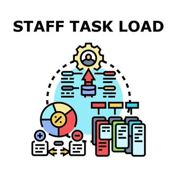 Staff task load management planning process illustration Stock Illustration
