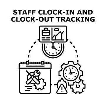 Staff time management clocking tracking system Stock-Illustration