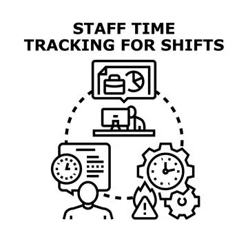 Staff time tracking and shift management system Stock Illustration