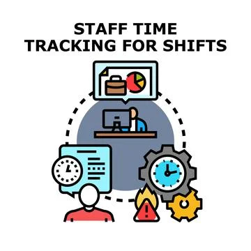 Staff time tracking and shift management system Illustrazione stock