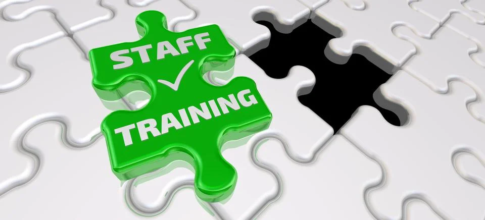 Staff training. The inscription on the missing element of the puzzle Stock-Illustration