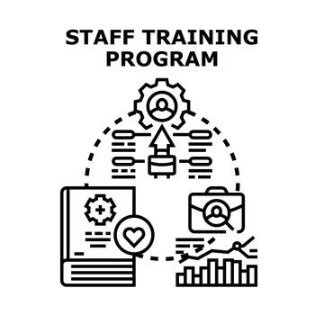 Staff training program improving employee skills and knowledge Illustration