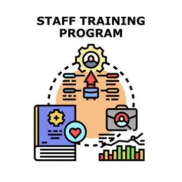 Staff training program improving employee skills and knowledge Illustration