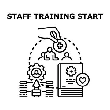 Staff training starting, developing new skills, and growing careers Stock Illustration
