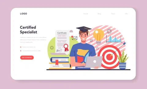 Staff training web banner or landing page. Business personnel Stock Illustration