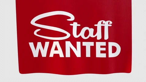 Staff Wanted Waving Red Flag Banner with Alpha Channel Stock Footage 346182903
