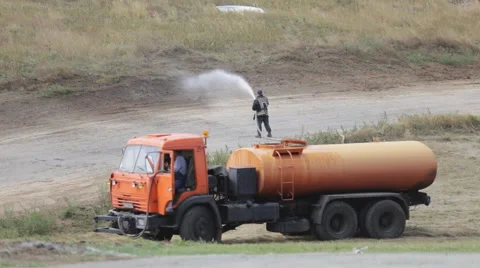 Staff watered racetrack Video stock 54643370