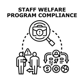 Staff welfare program compliance checking and regulations Stock Illustration