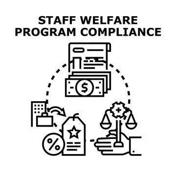 Staff welfare program compliance concept illustration Illustrazione stock