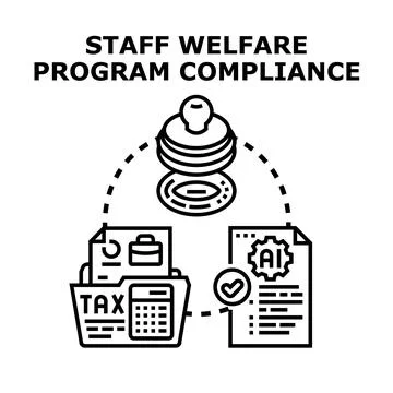 Staff welfare program compliance for employee benefits 스톡 일러스트