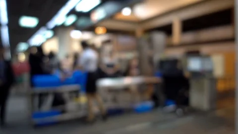 The staff working at check point storage through X-ray machine Stock Footage 84875165