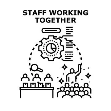 Staff working together concept teamwork process management Illustrazione stock