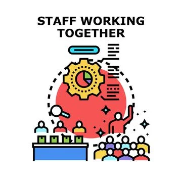 Staff working together concept teamwork process management Illustrazione stock