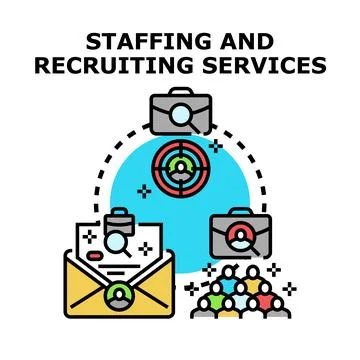 Staffing and recruiting services concept hiring talent Stock Illustration