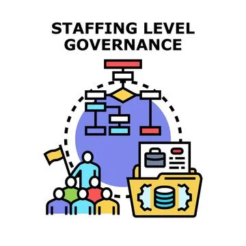 Staffing level governance management process controlling team Stock Illustration