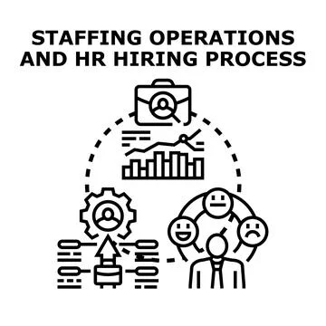 Staffing operations and human resources hiring process Stockillustratie
