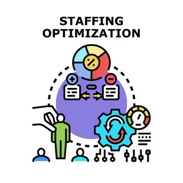 Staffing optimization process, managing employees for business efficiency Stock Illustration