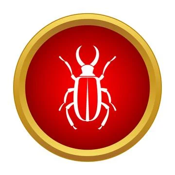 Stag beetle insect icon in red circle Stock Illustration